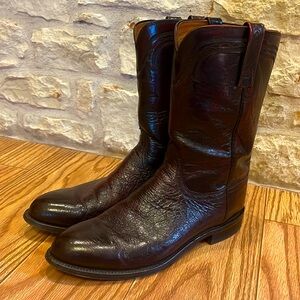 Lucchese Cowboy Western Boots Black Cherry Ostrich Men’s 11D